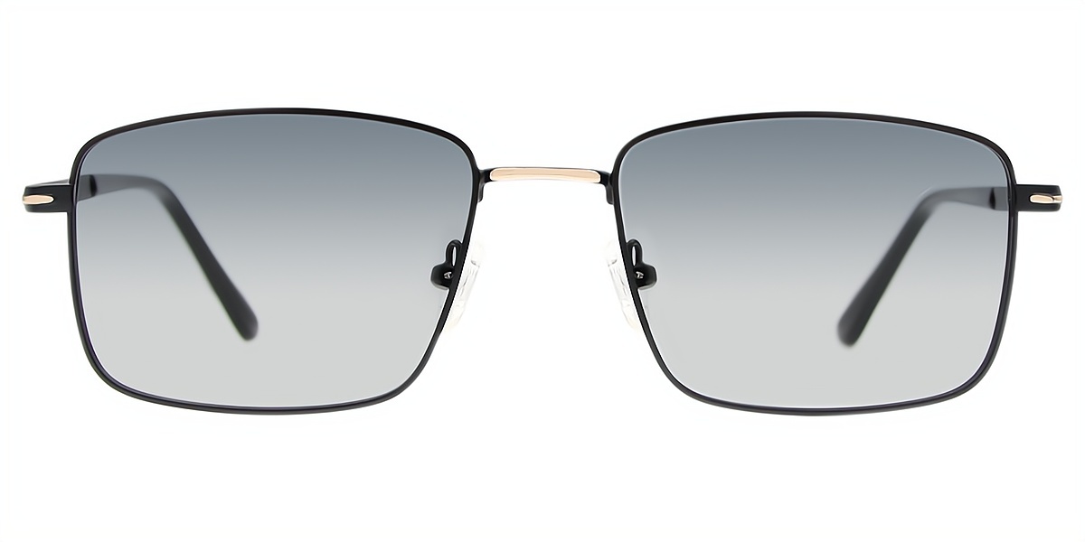 Black Gold Rectangle Simple Metal Eyeglasses