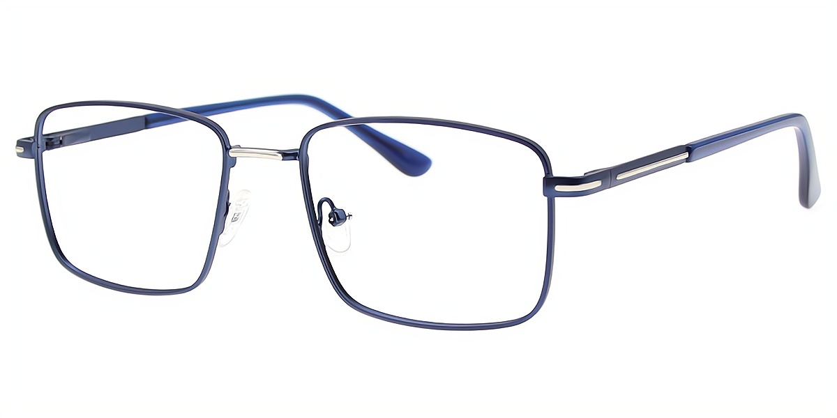 Blue Rectangle Simple Metal Eyeglasses