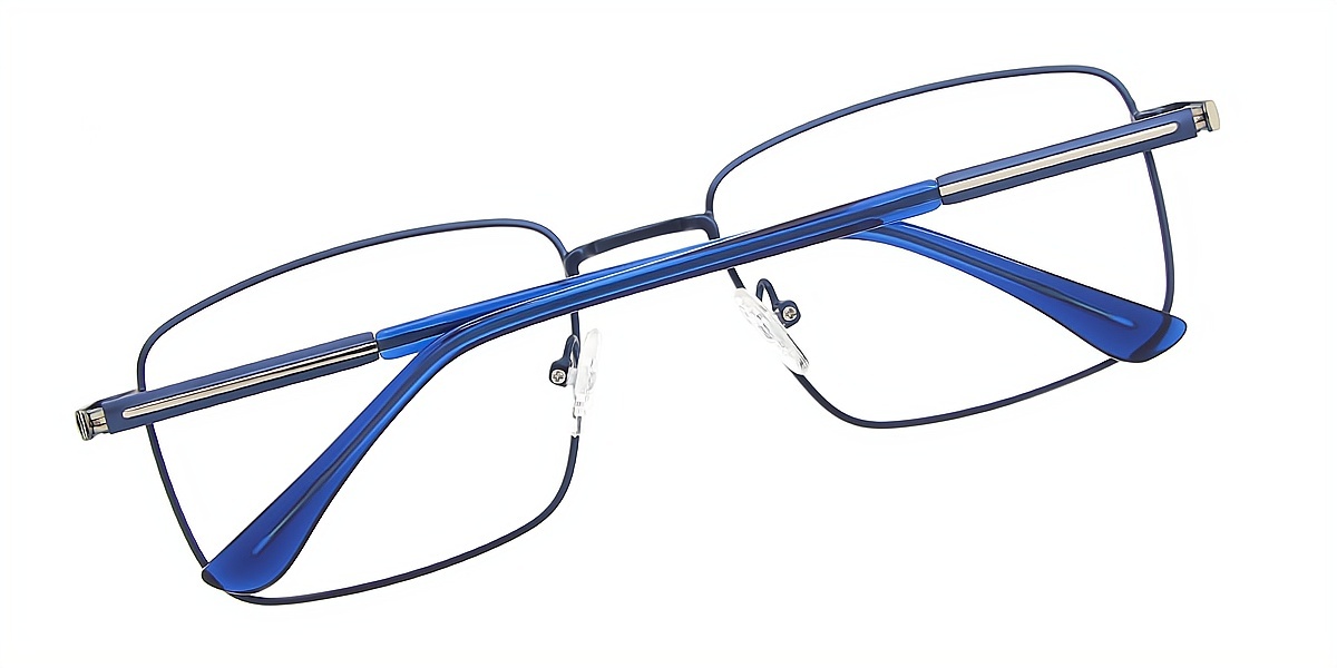 Blue Rectangle Simple Metal Eyeglasses
