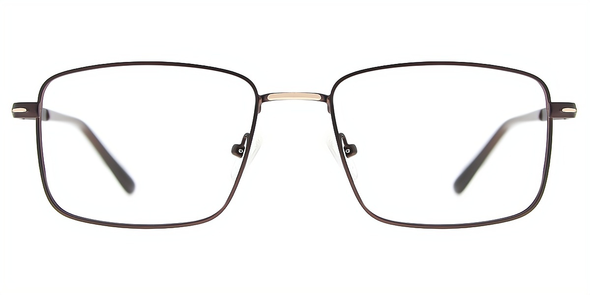 Brown Rectangle Simple Metal Eyeglasses
