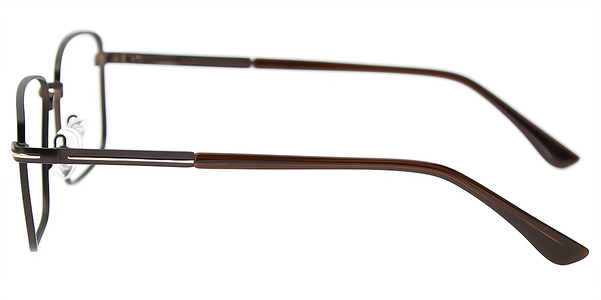 Brown Rectangle Simple Metal Eyeglasses