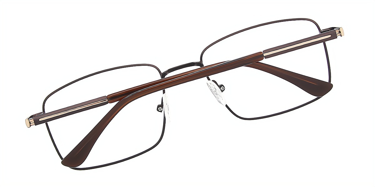 Brown Rectangle Simple Metal Eyeglasses