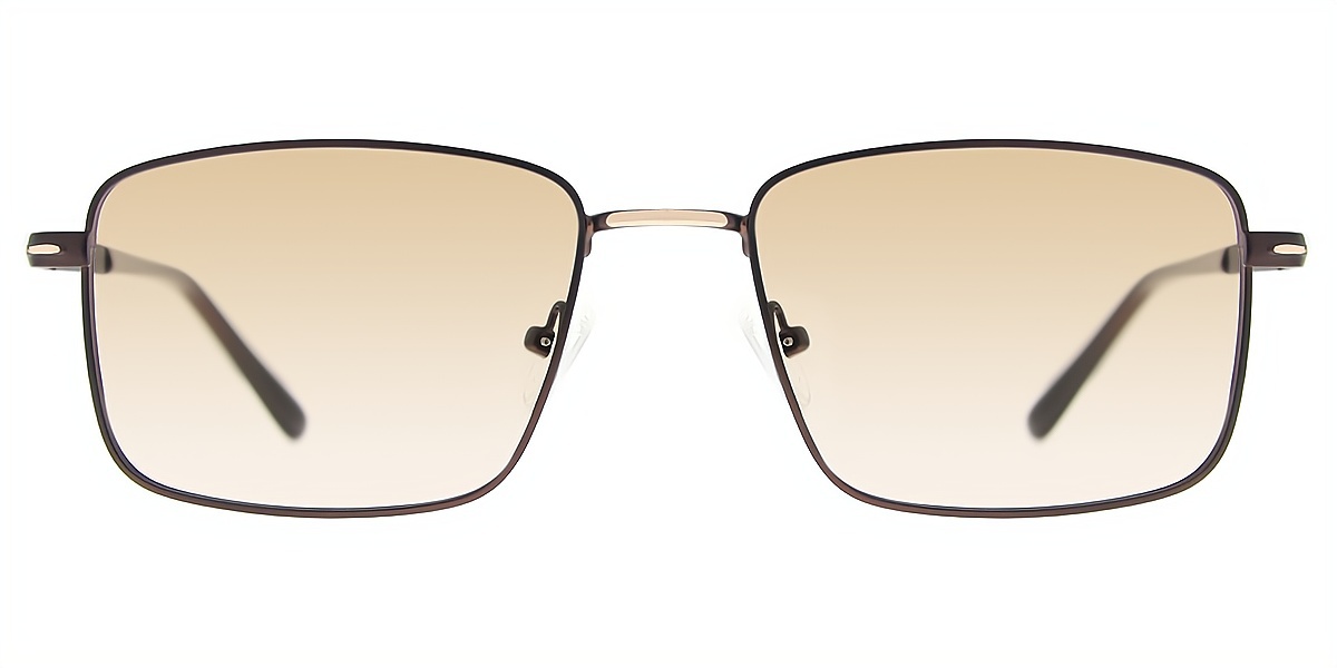 Brown Rectangle Simple Metal Eyeglasses