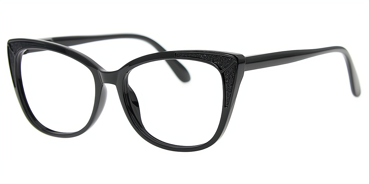 Black Cat Eye Unique Plastic Eyeglasses