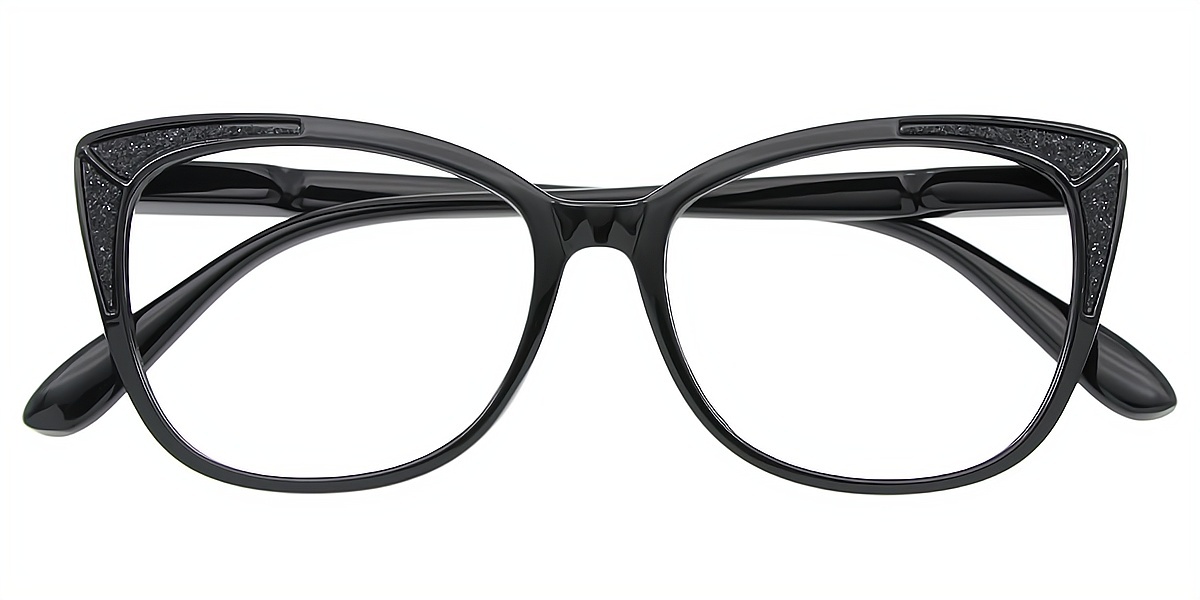 Black Cat Eye Unique Plastic Eyeglasses