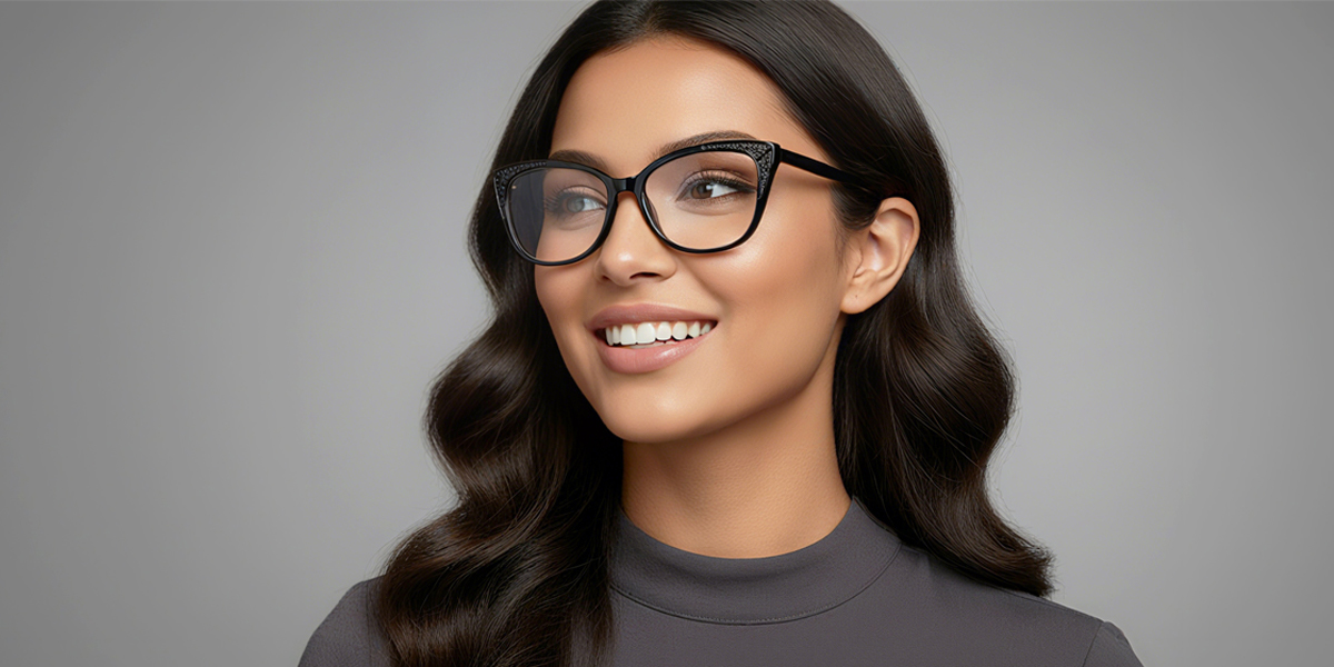 Black Cat Eye Unique Plastic Eyeglasses