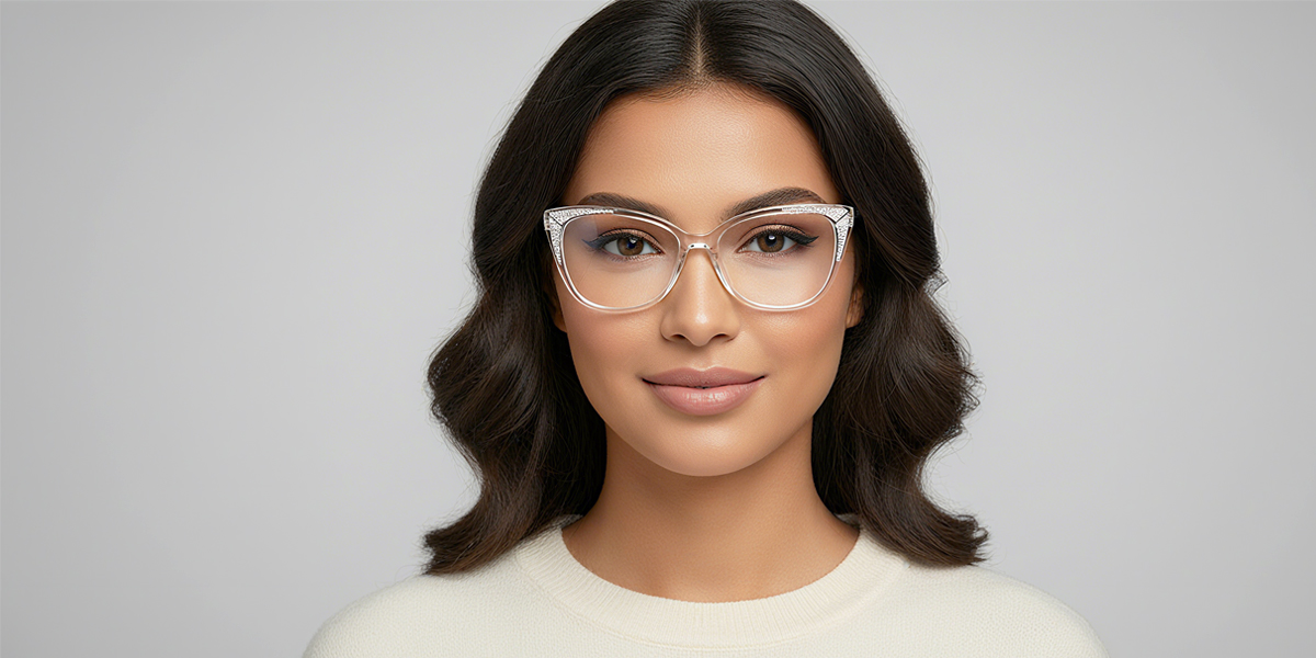 Clear Cat Eye Unique Plastic Eyeglasses