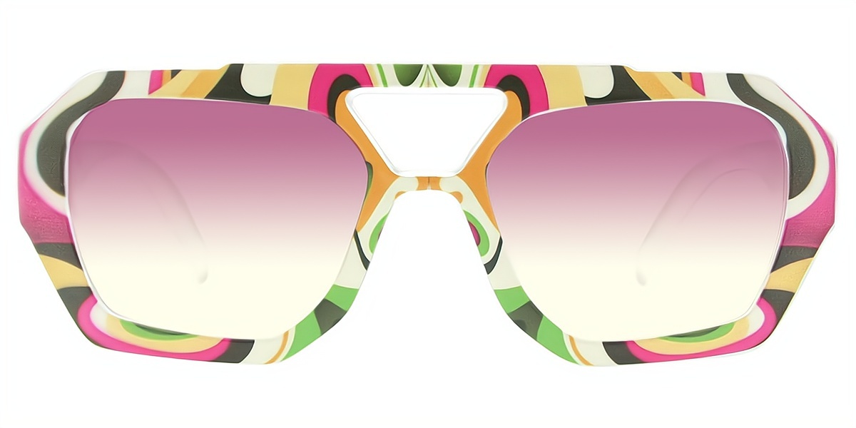 Floral Aviator Oversized Hipster Plastic Eyeglasses