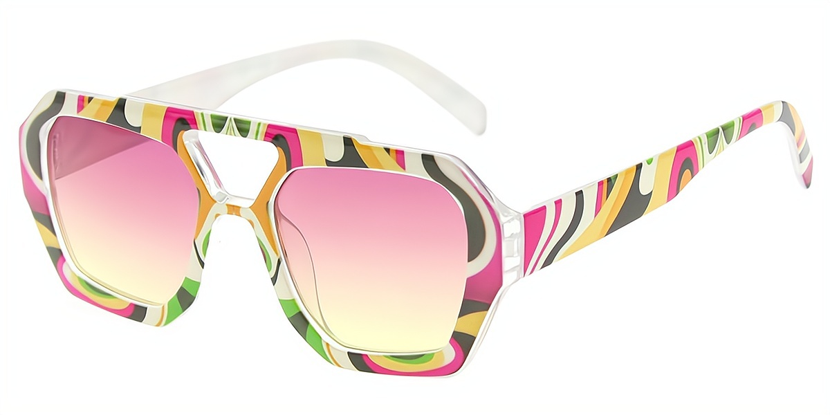 Floral Aviator Oversized Hipster Plastic Eyeglasses
