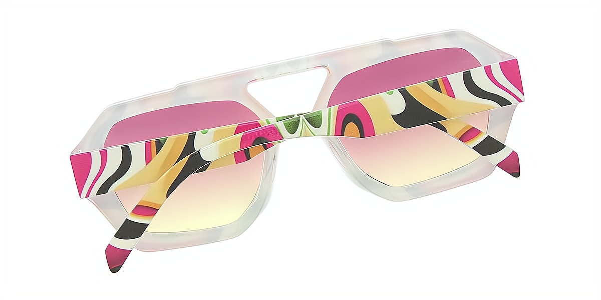 Floral Aviator Oversized Hipster Plastic Eyeglasses