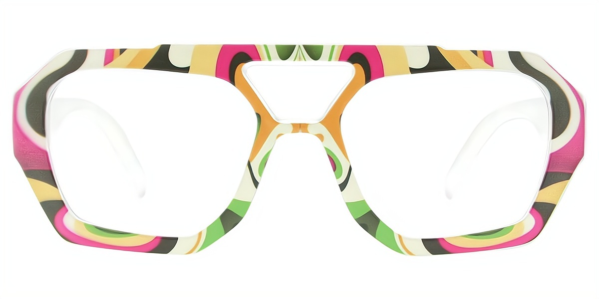 Floral Aviator Oversized Hipster Plastic Eyeglasses