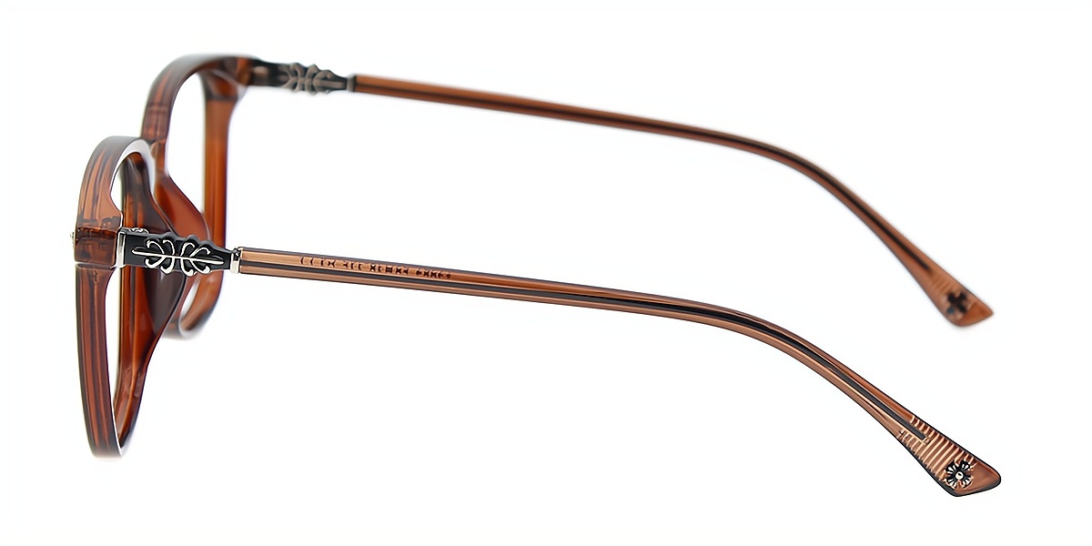 Brown Square Oversized Metal Eyeglasses