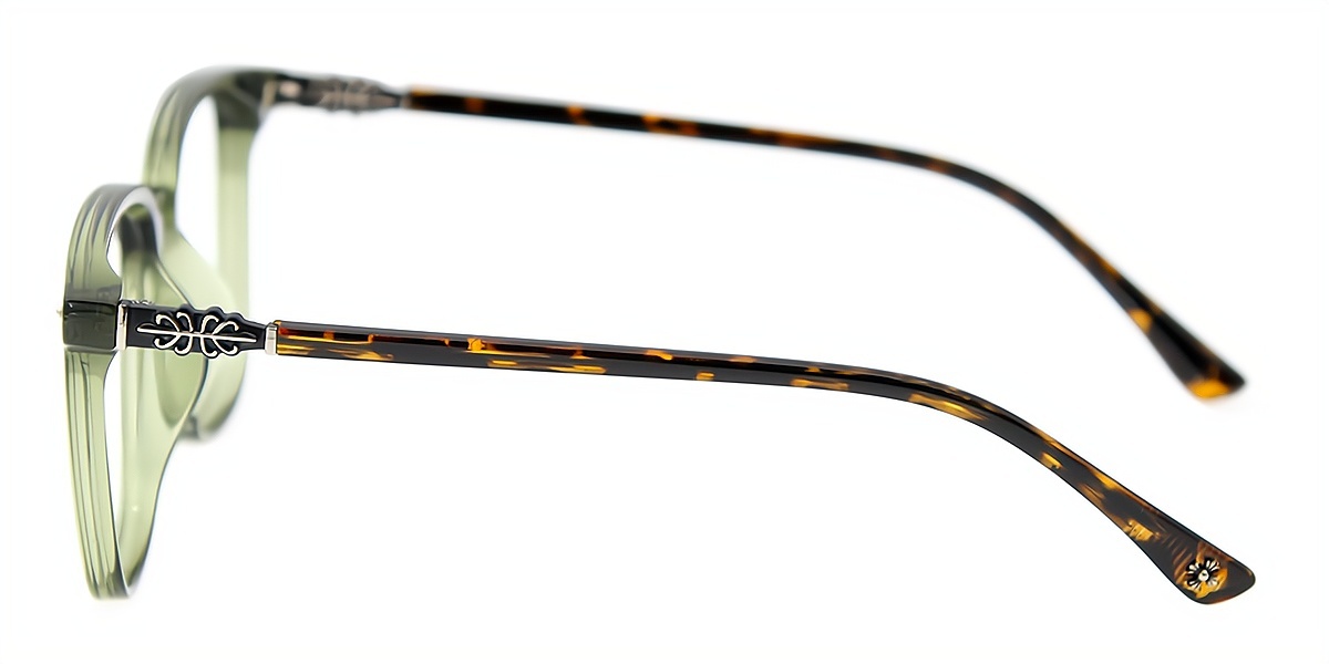 Green Square Oversized Metal Eyeglasses