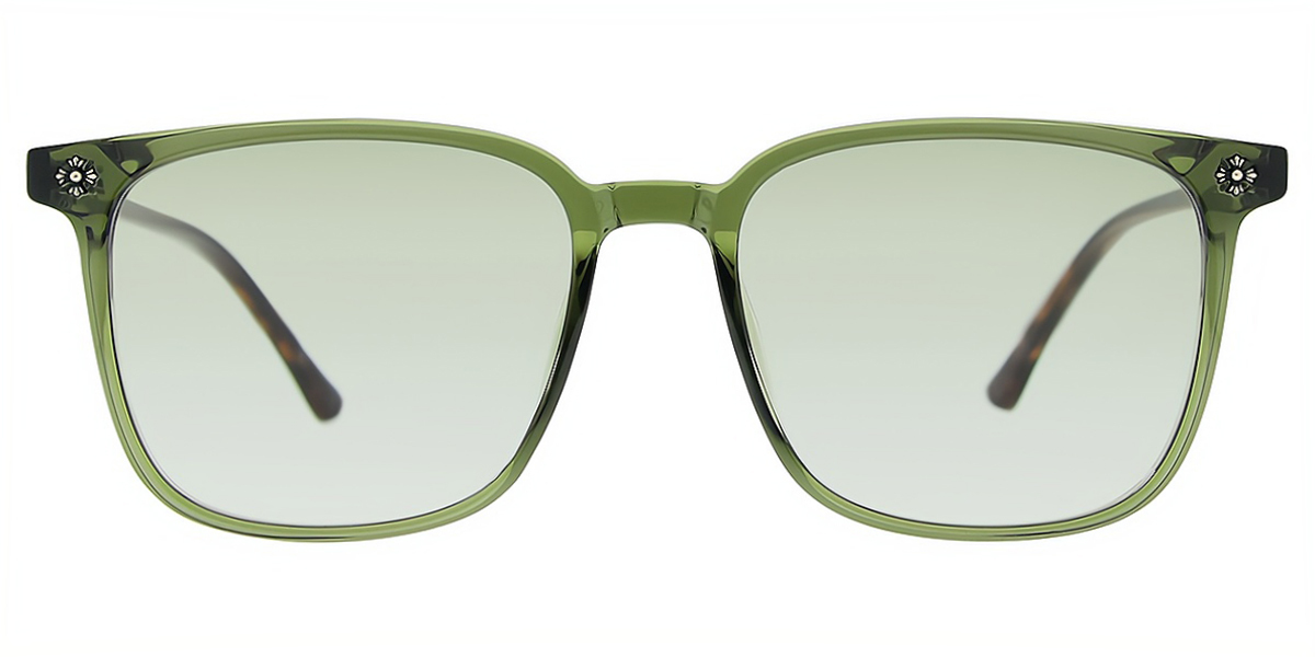 Green Square Oversized Metal Eyeglasses