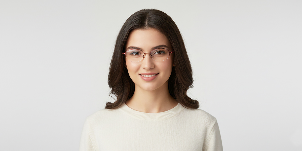 Red Oval Refined Metal Eyeglasses