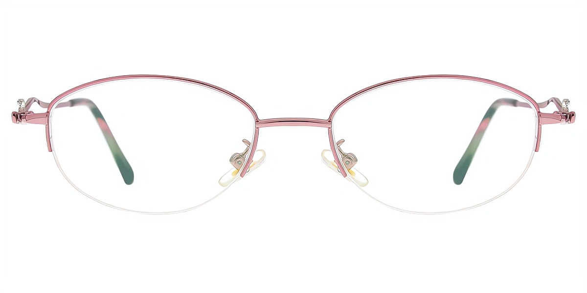 Pink Oval Refined Metal Eyeglasses