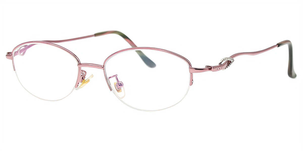 Pink Oval Refined Metal Eyeglasses