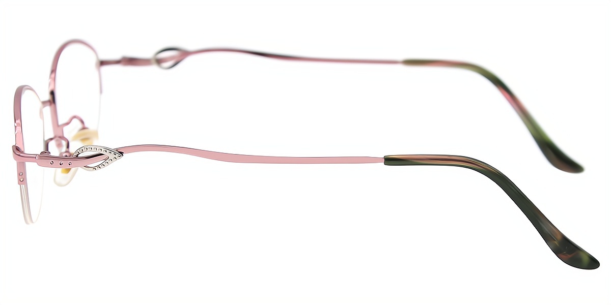 Pink Oval Refined Metal Eyeglasses