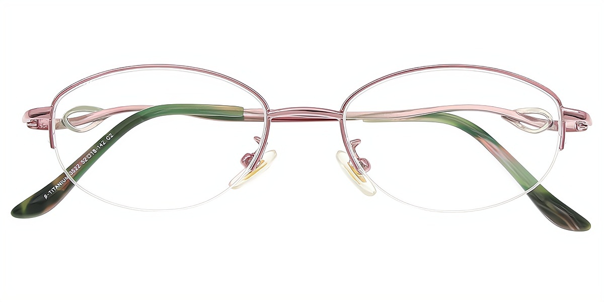 Pink Oval Refined Metal Eyeglasses