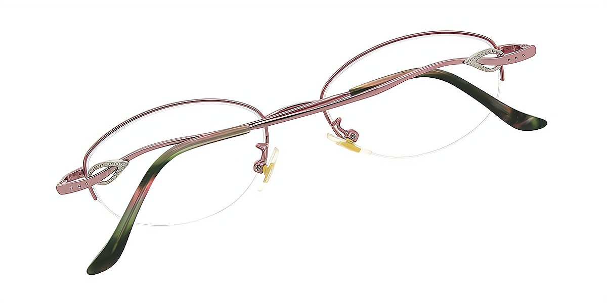 Pink Oval Refined Metal Eyeglasses
