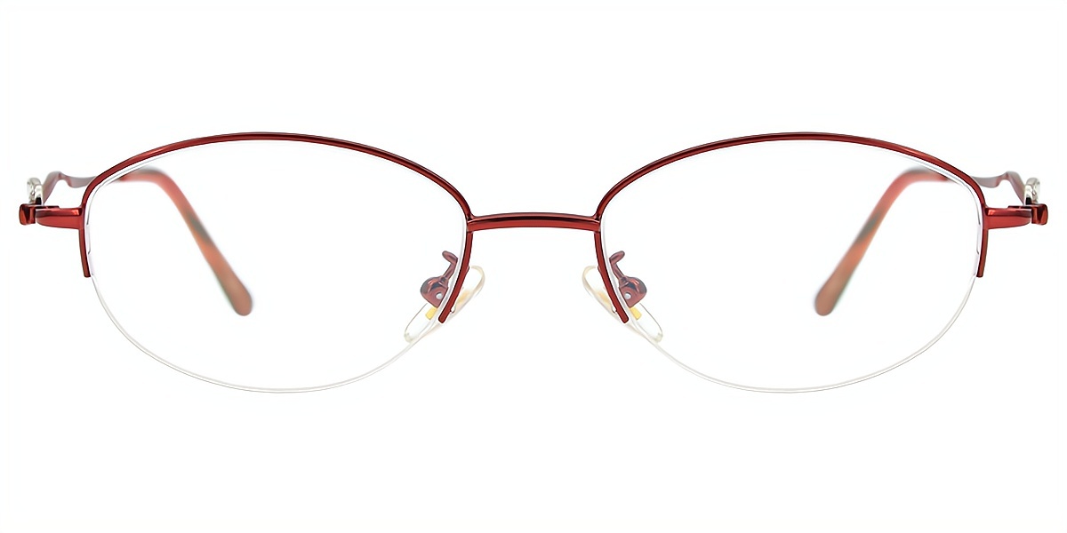 Red Oval Refined Metal Eyeglasses