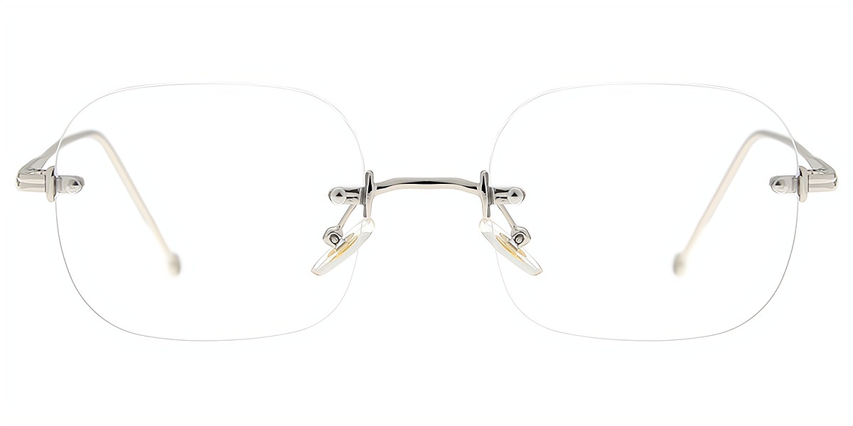 Silver Oval Simple Metal Eyeglasses