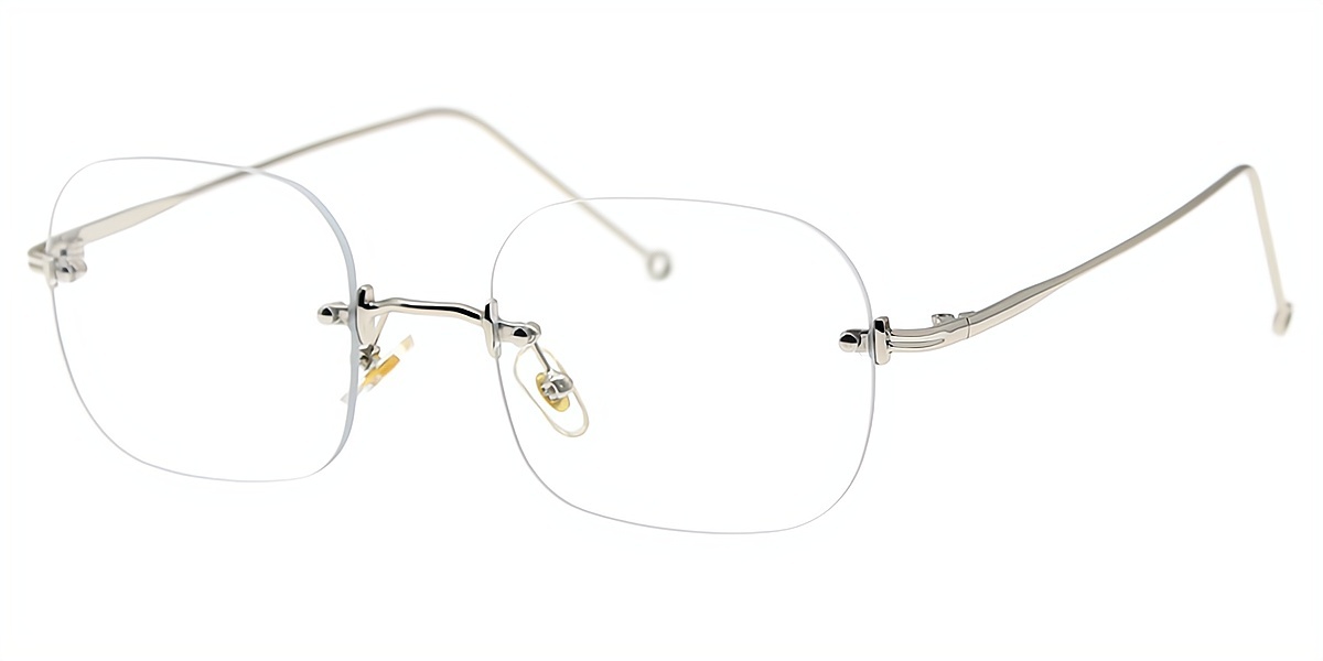 Silver Oval Simple Metal Eyeglasses