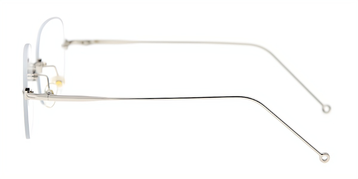 Silver Oval Simple Metal Eyeglasses