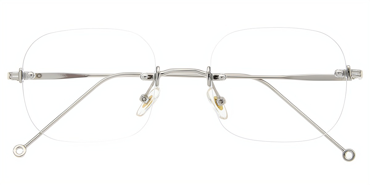 Silver Oval Simple Metal Eyeglasses