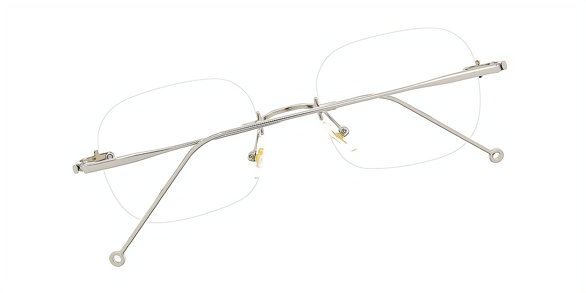 Silver Oval Simple Metal Eyeglasses