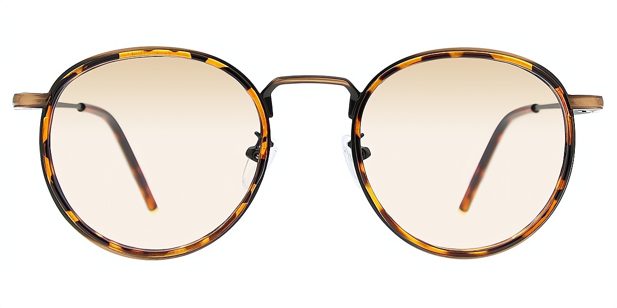 Tortoise Round Retro Mixed Materials Eyeglasses
