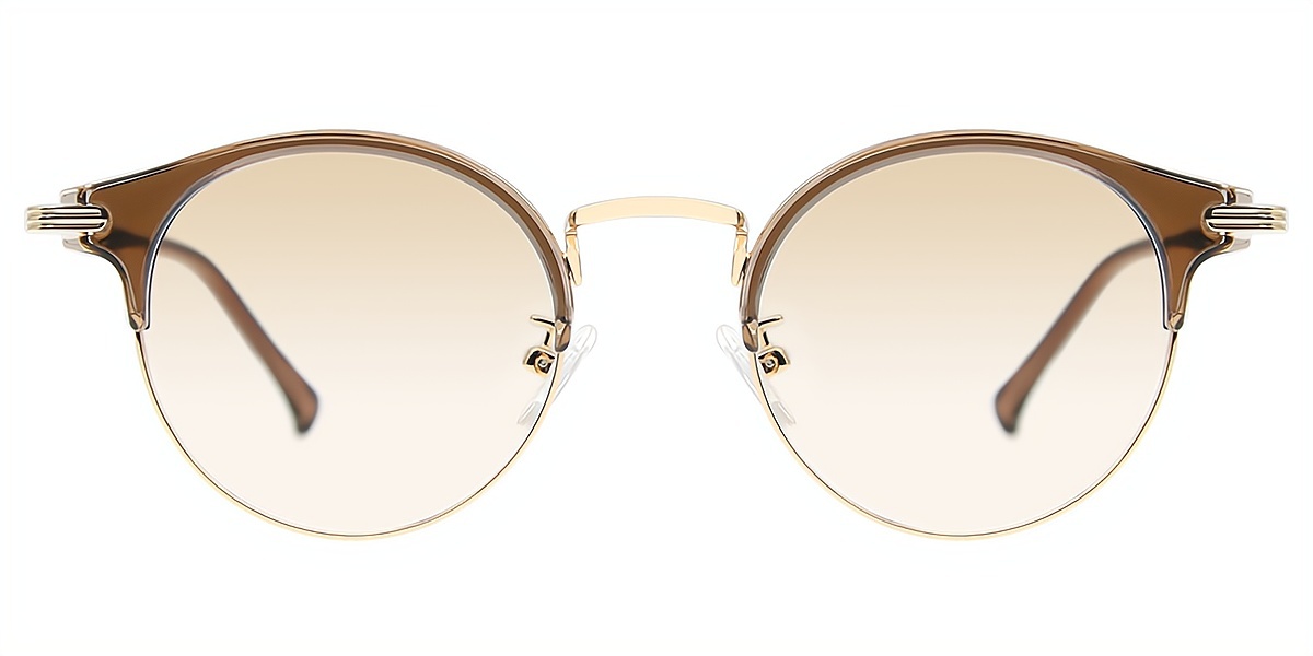 Brown Round Classic Exquisite Metal Eyeglasses