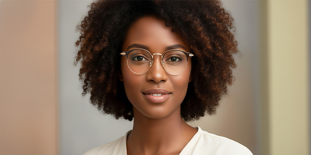 Brown Round Classic Exquisite Metal Eyeglasses