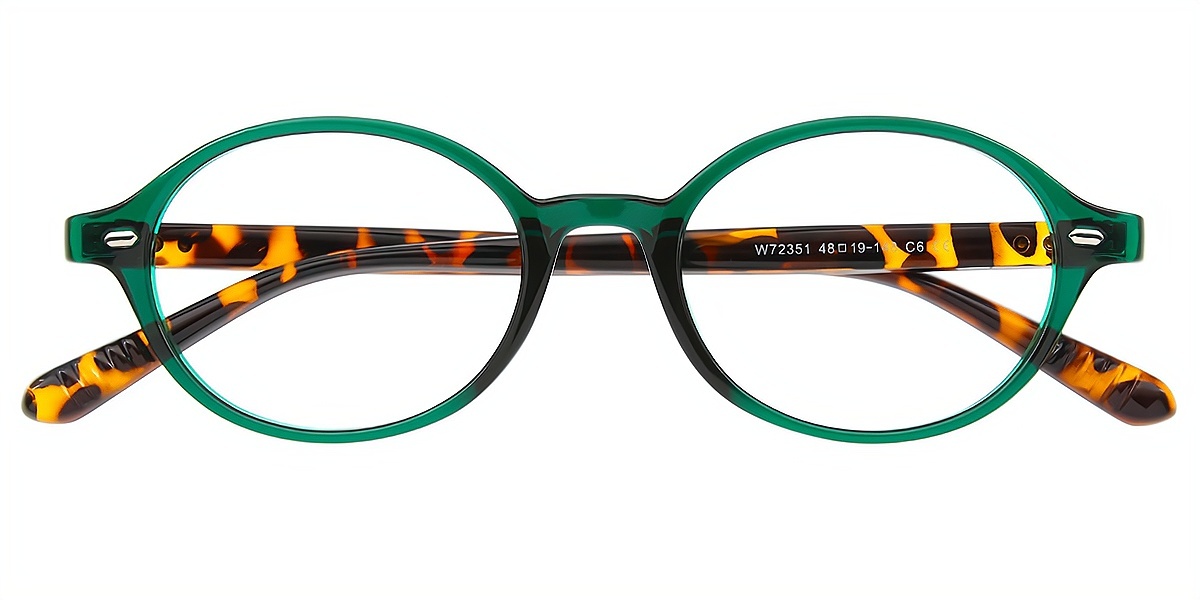 Green Oval Retro TR90 Eyeglasses