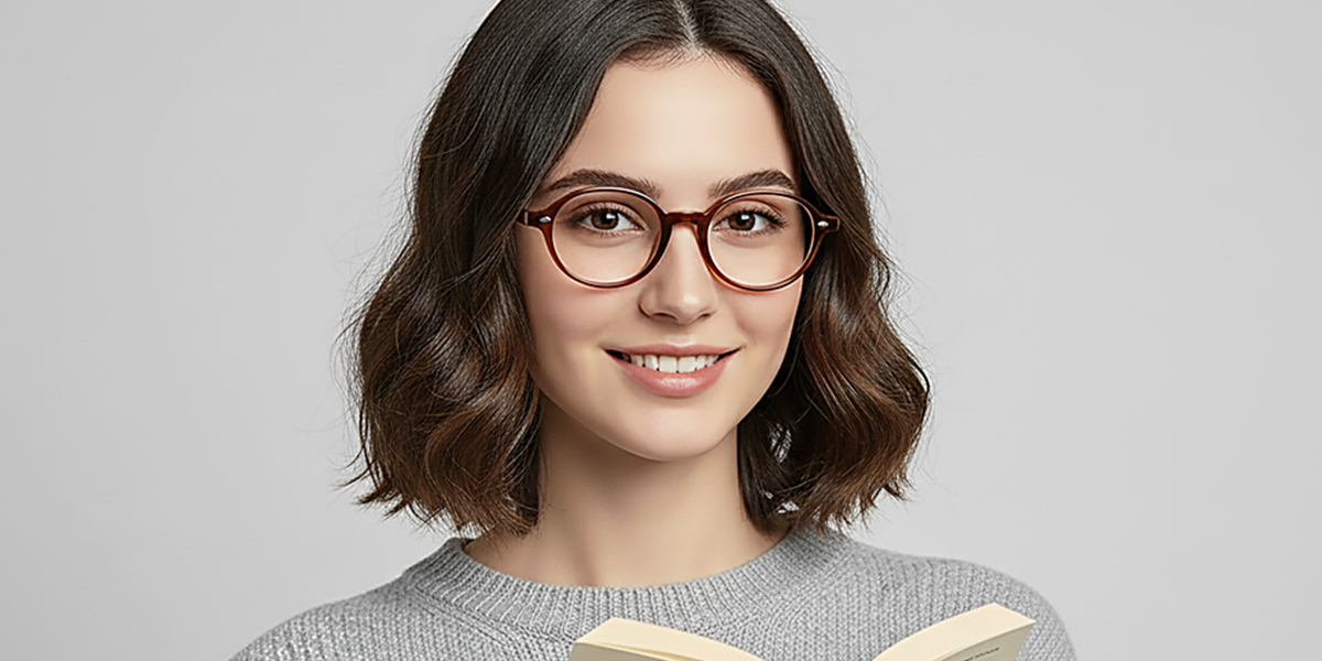 Brown Oval Retro TR90 Eyeglasses