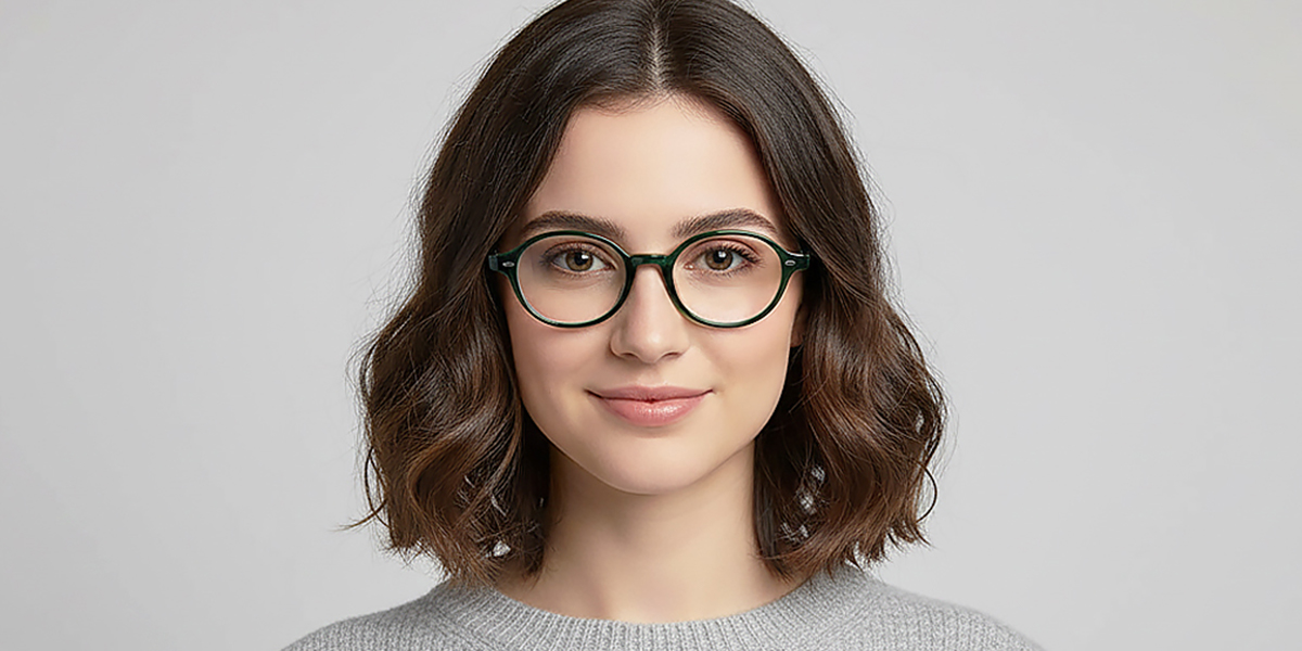 Green Oval Retro TR90 Eyeglasses