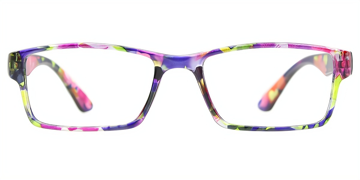 Floral Rectangle Simple Plastic Eyeglasses