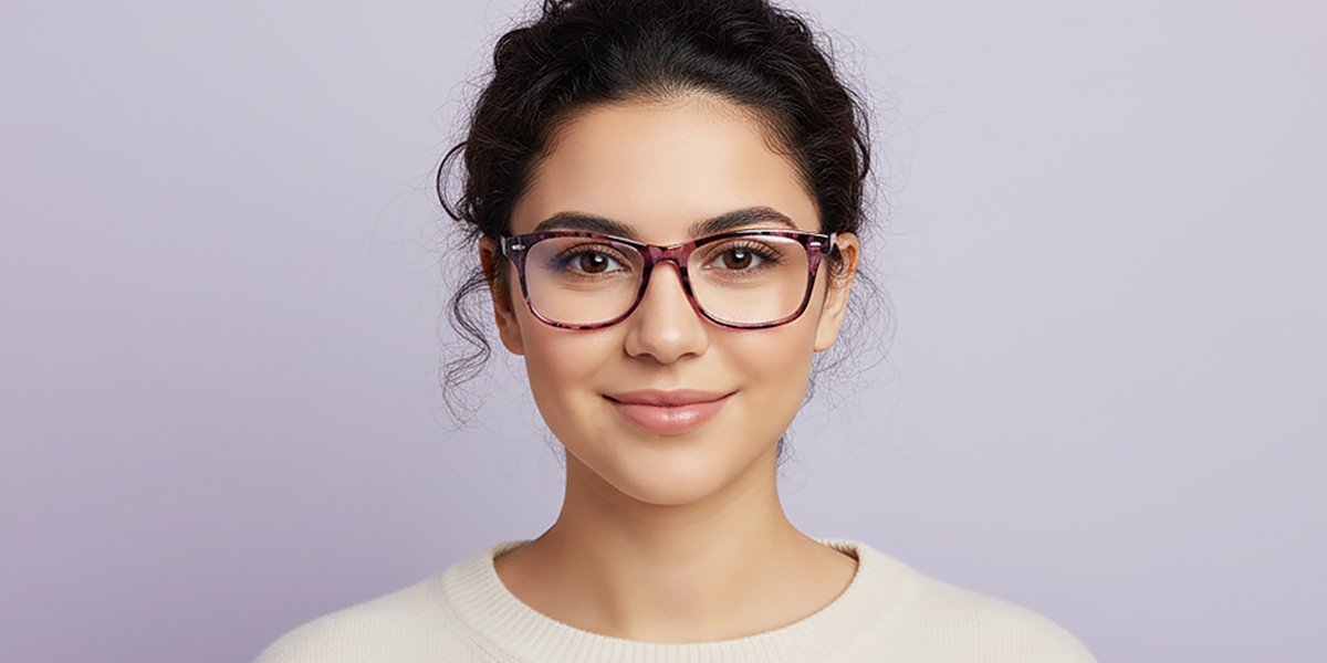 Purple Horn Hipster Plastic Eyeglasses
