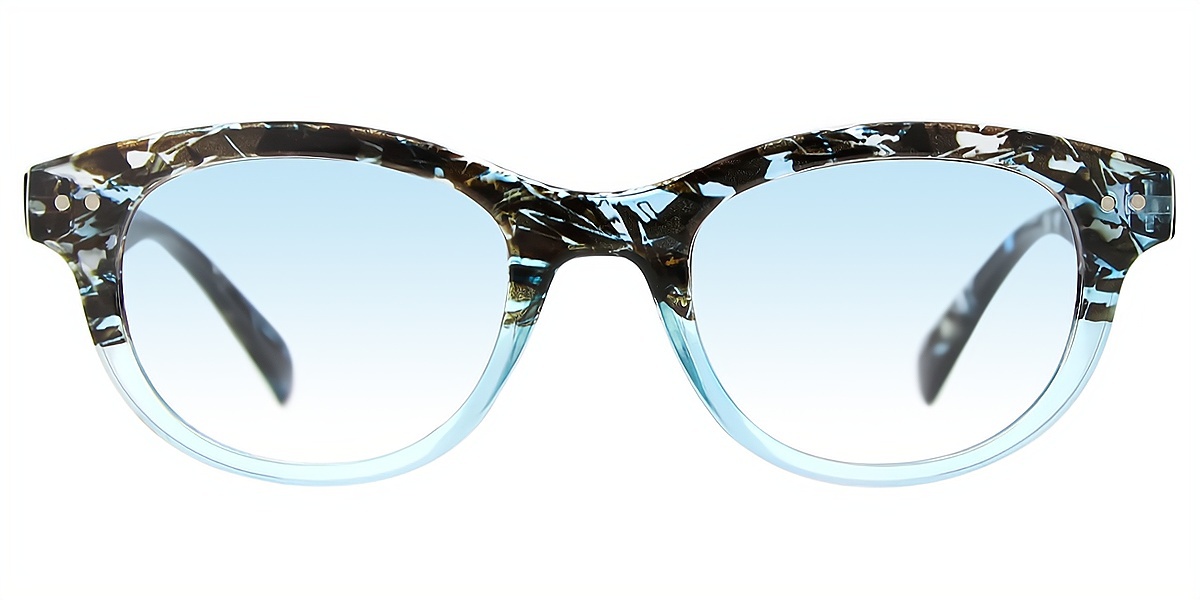 Blue Oval Hipster Plastic Eyeglasses