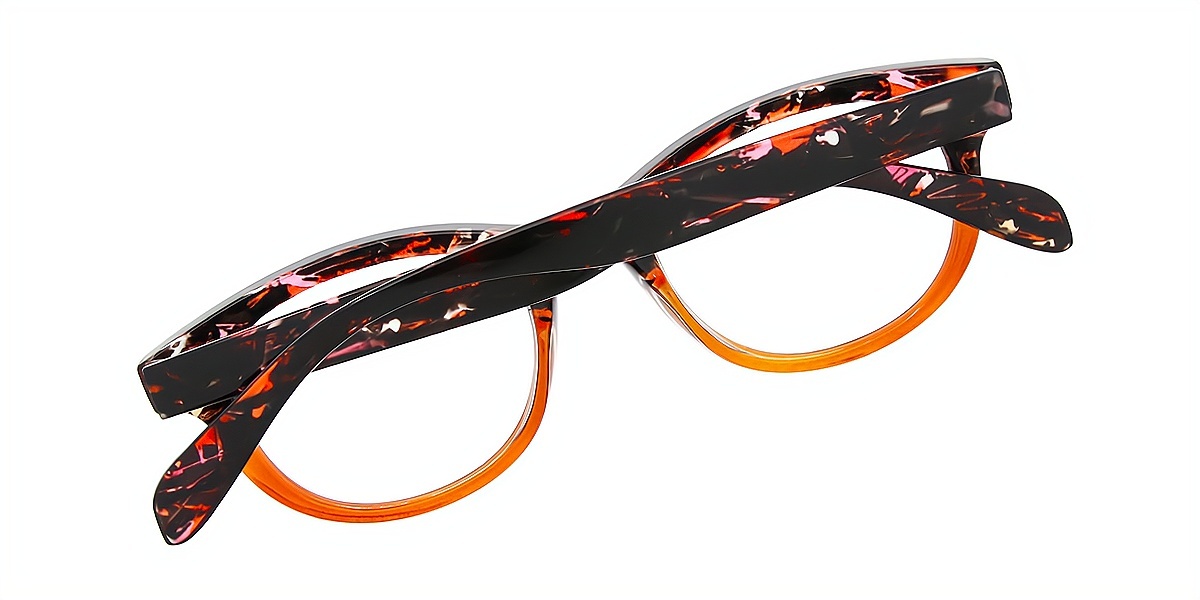 Brown Oval Hipster Plastic Eyeglasses