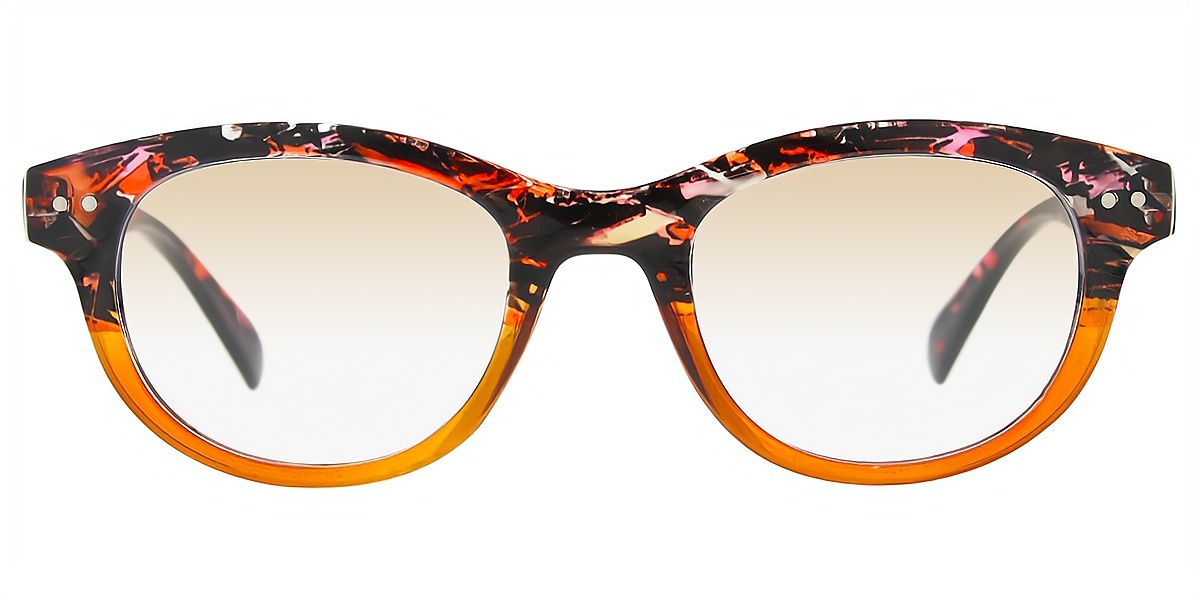 Brown Oval Hipster Plastic Eyeglasses