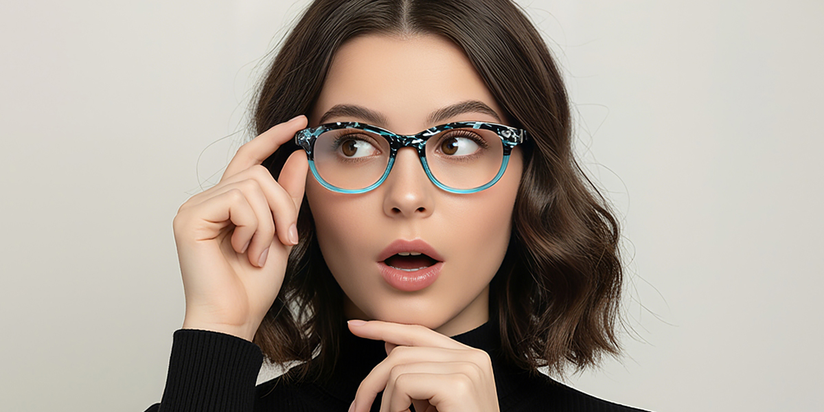 Blue Oval Hipster Plastic Eyeglasses