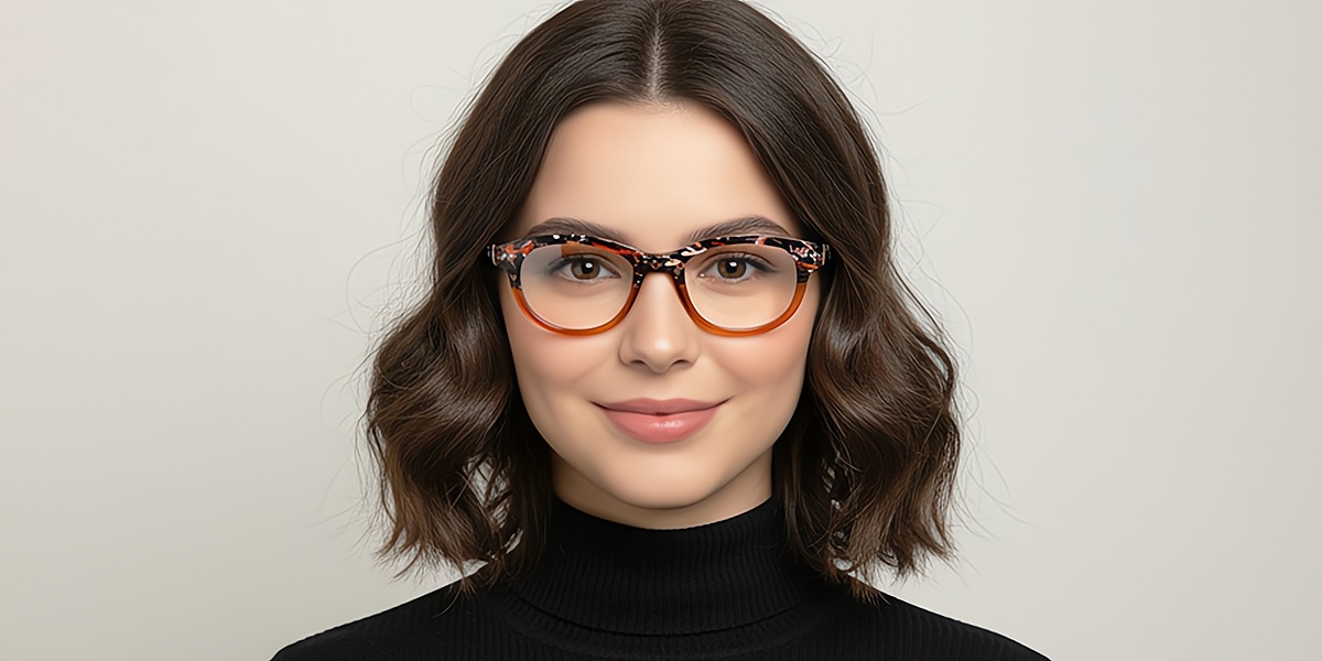 Brown Oval Hipster Plastic Eyeglasses