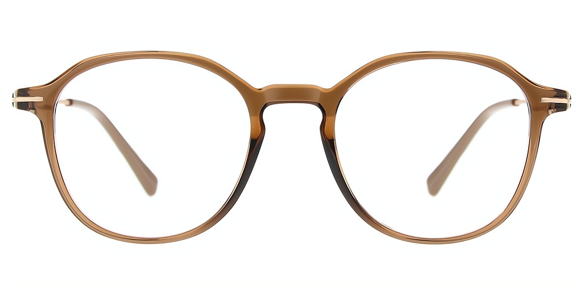 Brown Oval Simple Mixed Materials Eyeglasses