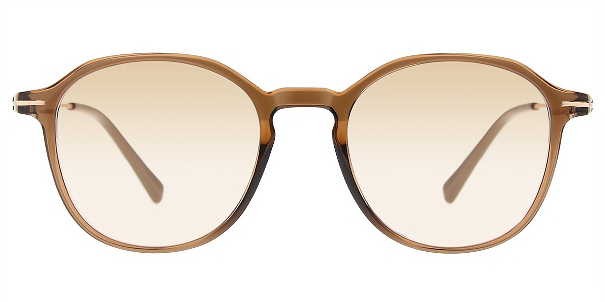 Brown Oval Simple Mixed Materials Eyeglasses