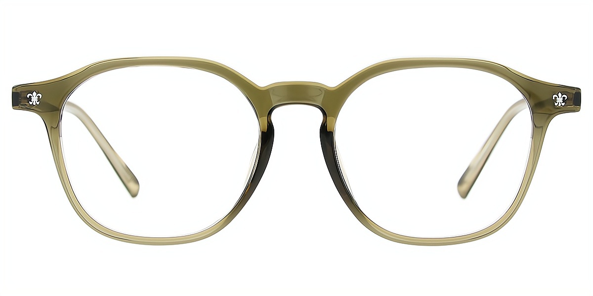 Green Oval Elegant Mixed Materials Eyeglasses