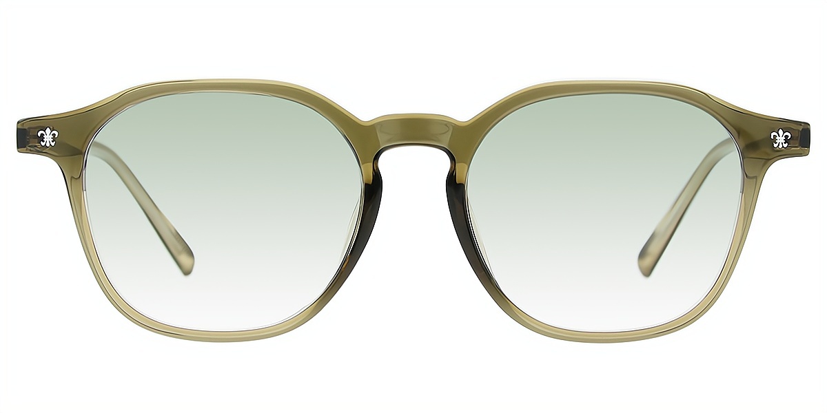 Green Oval Elegant Mixed Materials Eyeglasses
