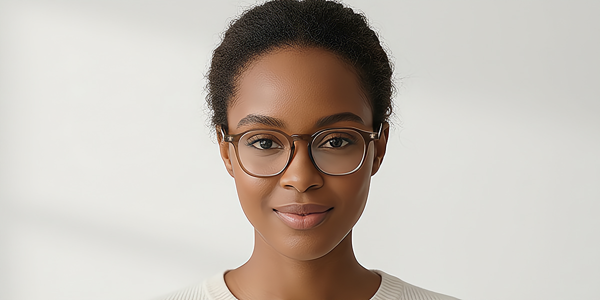 Brown Oval Elegant Mixed Materials Eyeglasses