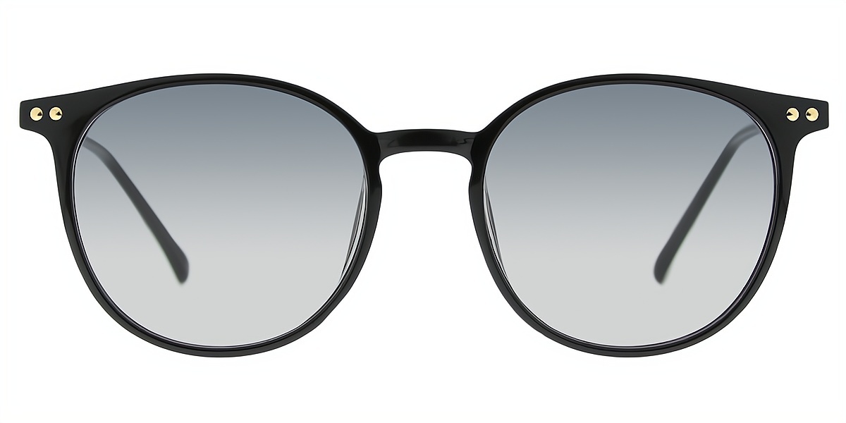 Black Oval Elegant Mixed Materials Eyeglasses