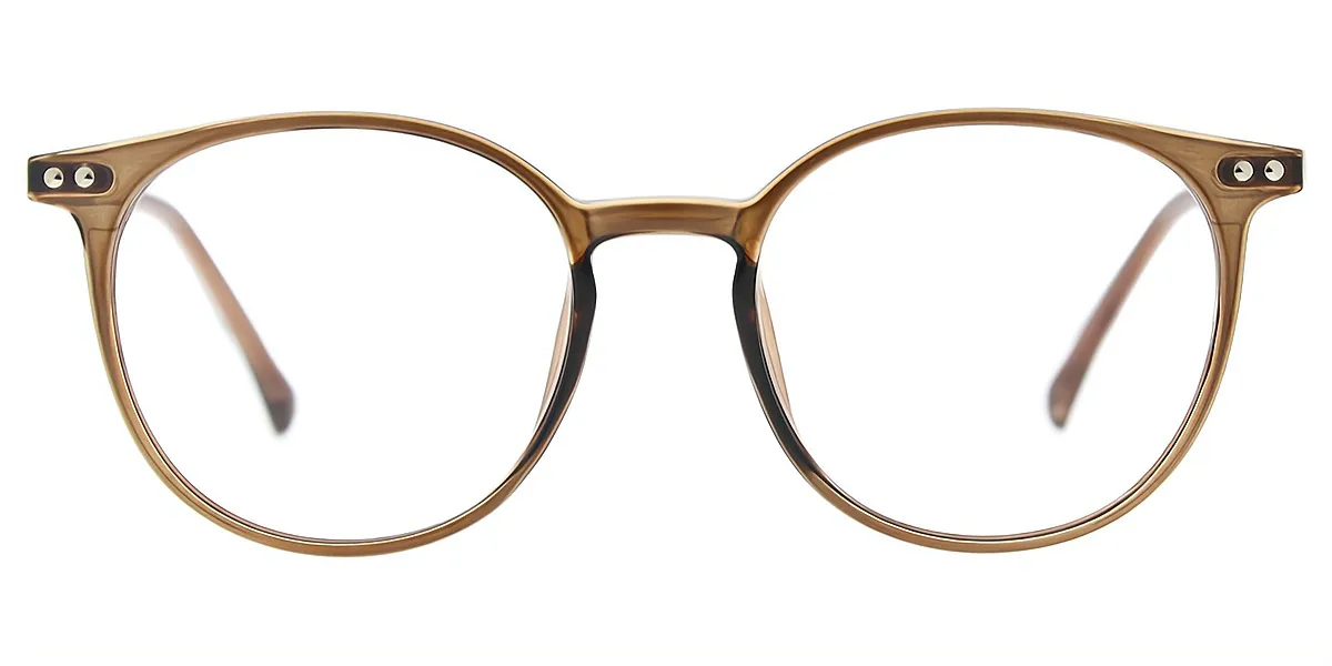 Brown Oval Elegant Mixed Materials Eyeglasses